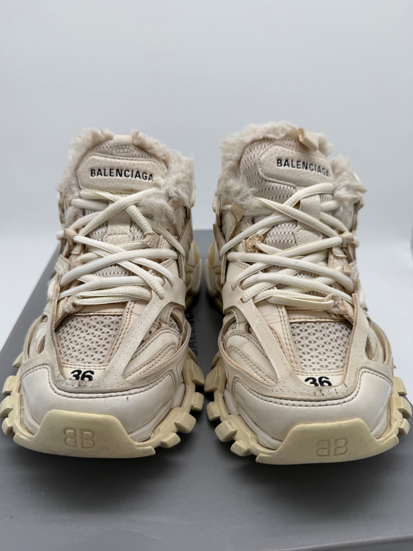 Balenciaga Track Faux Fur „White/ Creme“ EU 36 Damen