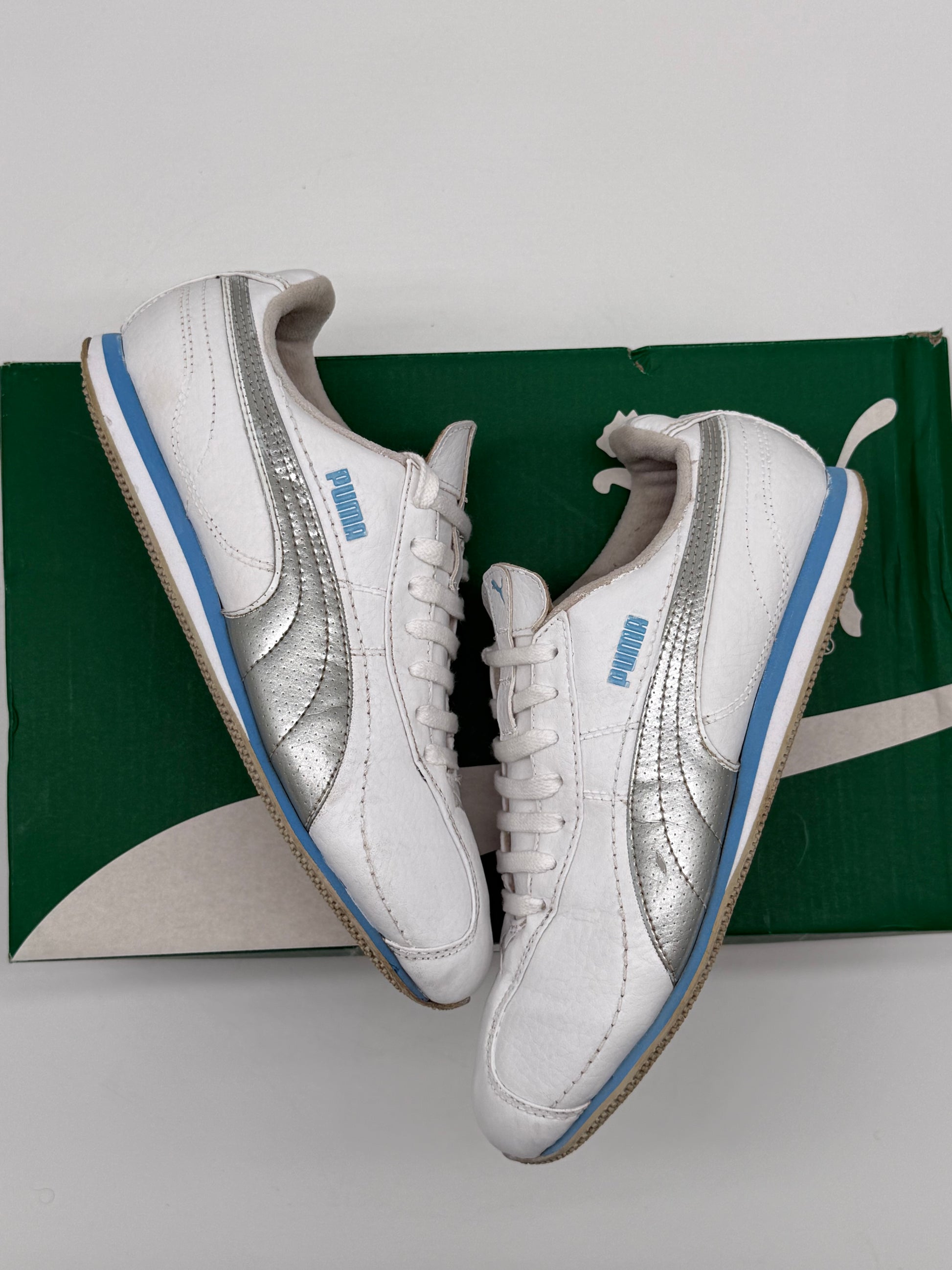 Puma Speedcat „Weiß / Silber / Hellblau“ EU 38 - SNEAKERREPAIR